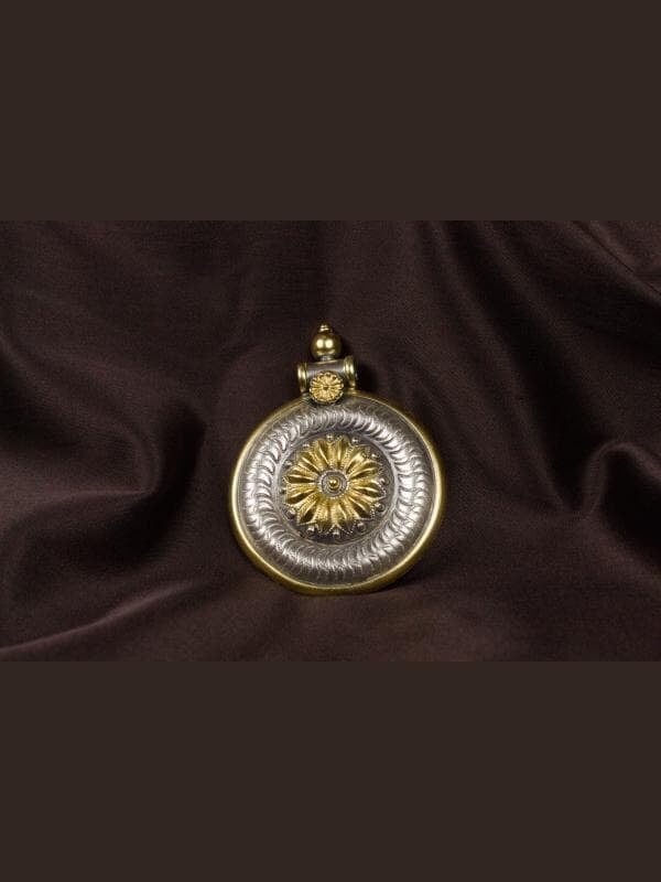 Large Antique Chakra Locket Dual Tone Earring Large Antique Chakra Locket Dual Tone Earring
