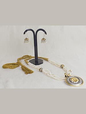 Fresh Water Real pearl Necklace With Oxidized Locket with Jumka Fresh Water Real pearl Necklace With Oxidized Locket with Jumka
